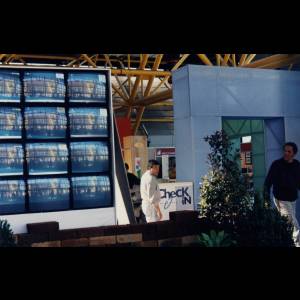 il video wall dove venivano presentati i prodotti multimediali